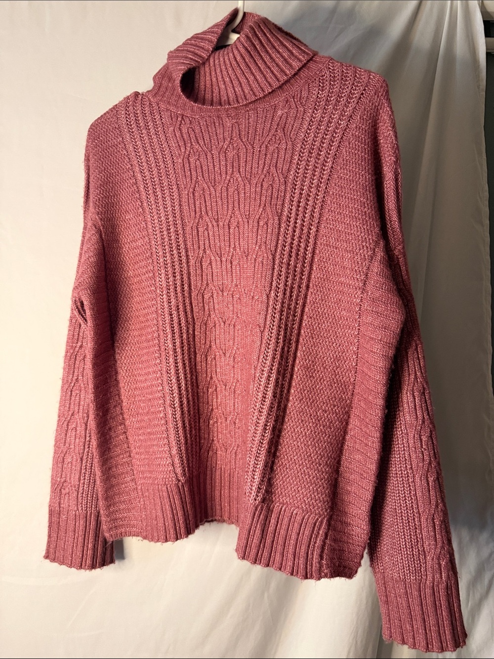 Joie Turtleneck Sweater Womens Medium Rose Pink Like New Cable Textured Knit